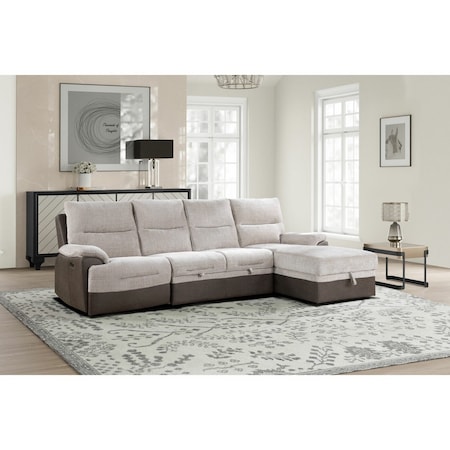 Global Furniture Usa U3822 BEIGE/BROWN SECTIONAL WITH PO AND USB 6449